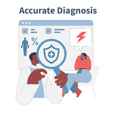 Accurate Diagnosis Vector Illustration with Doctor