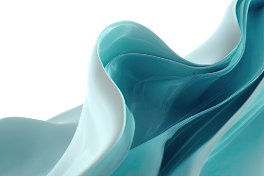 Abstract teal and white flowing fabric folds