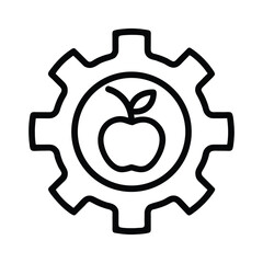 Apple and gear outline icon design