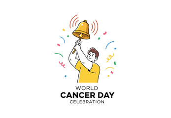 Cancer Awareness Celebration Man Ringing Bell Hopeful