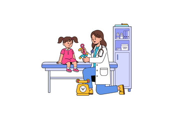 Doctor examining child patient in clinic setting