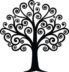vector tree silhouette with leaves