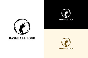 vector illustration of circular baseball player playing baseball, logo for baseball team badge, sports, professional baseball, baseball tournament, baseball club, and more