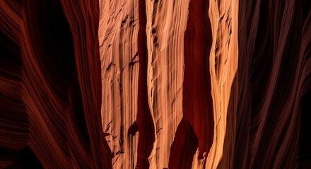 Striking Sandstone Formations with Flowing Textures and Dramatic Light within a Slot Canyon