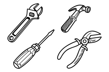 Set of hand tools isolated