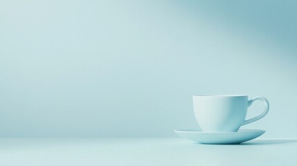 Light blue coffee cup and saucer