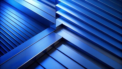 Abstract Blue Metallic Geometric Pattern: Modern, Sleek, and Luxurious 3D Render.
