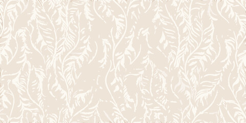 Subtle off white botanical pattern on beige background