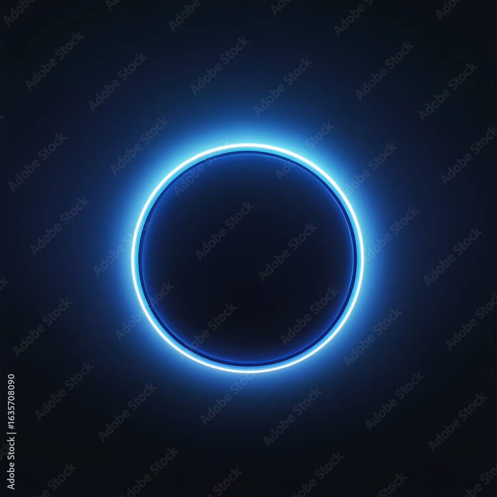 Poster glowing blue circle on dark background creates striking visual effect, evoking sense of mystery and 
