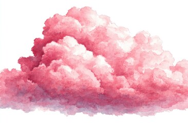 Watercolor rendering of a soft, rosy pink cumulus cloud