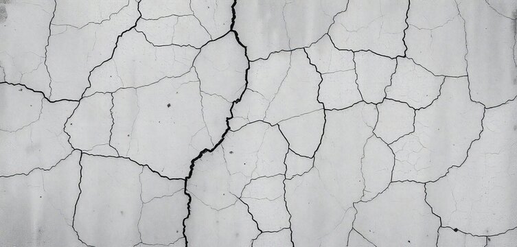 Cracked, textured black and white concrete wall; grunge, vintage effect,  grunge,  dry
