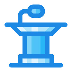 speech podium blue filled icon