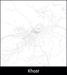 Khost city map, Afghanistan - Topographic vector map poster