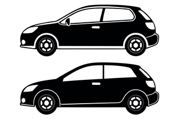 Compact car side profile illustration with vibrant color options