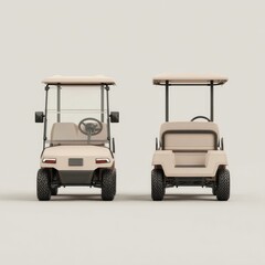 Fototapeta premium Beige golf cart, two views