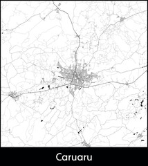 Caruaru city map, Brazil - Topographic vector map poster