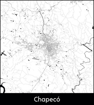 Chapeco city map, Brazil - Topographic vector map poster