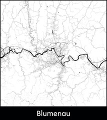 Blumenau city map, Brazil - Topographic vector map poster