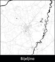 Bijeljina city map, Bosnia and Herzegovina - Topographic vector map poster