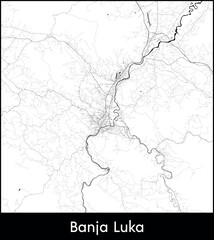 Banja Luka city map, Bosnia and Herzegovina - Topographic vector map poster