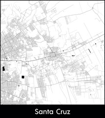 Obraz premium Santa Cruz city map, Bolivia - Topographic vector map poster