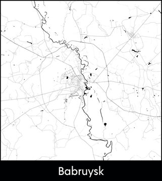 Babruysk city map, Belarus - Topographic vector map poster