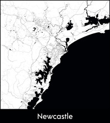 Newcastle city map, Australia - Topographic vector map poster