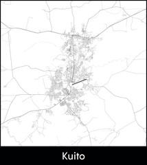 Kuito city map, Angola - Topographic vector map poster
