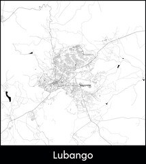 Lubango city map, Angola - Topographic vector map poster