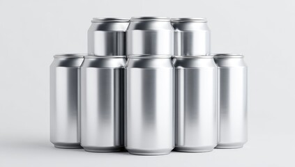 Stack of six aluminum beverage cans