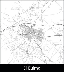 El Eulma city map, Algeria - Topographic vector map poster