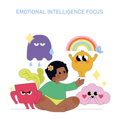 Child Learning Emotions with Friendly Characters