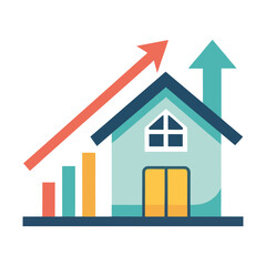a house with an upward graph and an arrow.