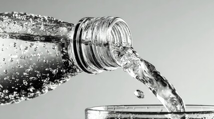 Organic spring water being aseptically bottled in Evian, France with a focus on purity