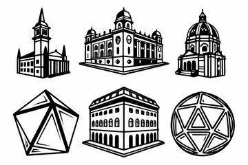 Collection of architectural buildings