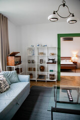 Modern interior of cozy, light livingroom