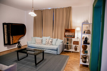 Modern interior of cozy, light livingroom