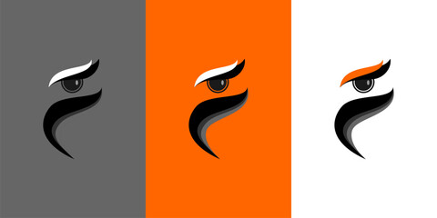 Fototapeta premium Stylized owl eye logo with sharp curved shapes