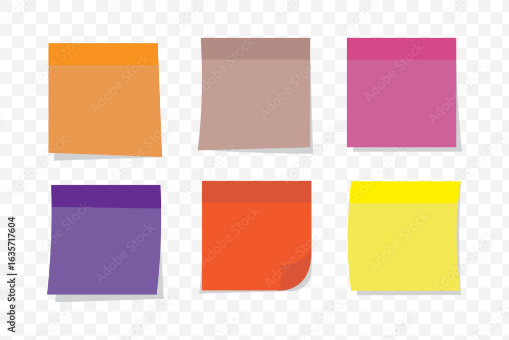 Poster set of multicolor sticky papers. isolated note collection vector.