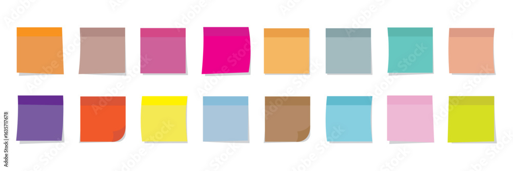 Poster multicolor post it notes isolated on transparent background. colored sticky note set. vector realist