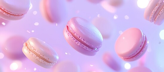 Fototapeta premium several macaroons on a lavender background
