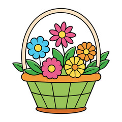 basket with flowers vector illustration design.