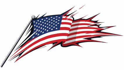 Dynamic Ripped Effect American Flag Vector Graphic
