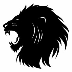 Obraz premium Black and White Roaring Lion Head