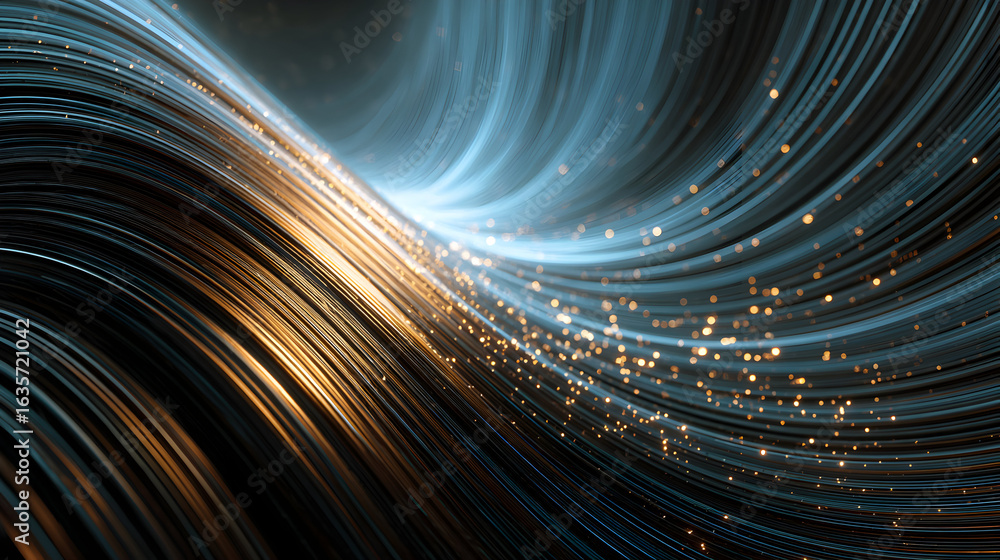 Aufkleber abstract flowing fiber optics illuminated with sparkling dots creates a captivating visual showcasin