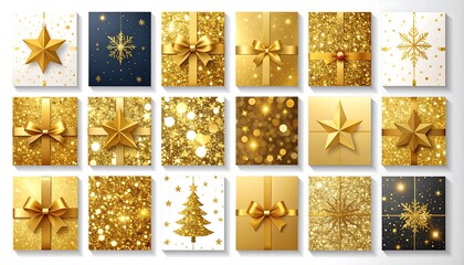 Collection of gold gift boxes