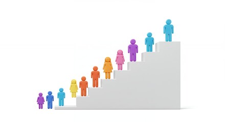 People climbing stairs graphic design