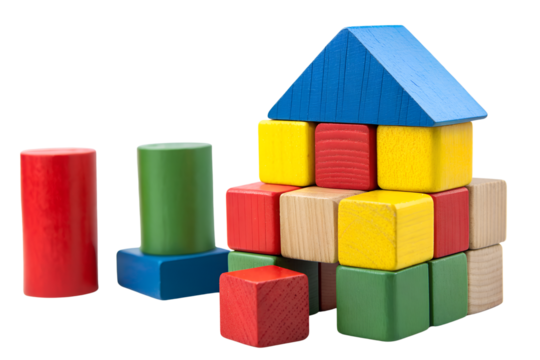 Colorful Wooden Building Blocks Structure