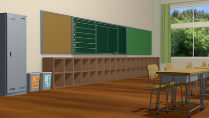 アニメーションの背景に使える教室の風景（放課後）