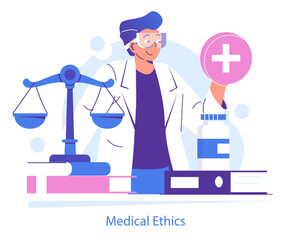 Medical Ethics Concept with Doctor and Scale